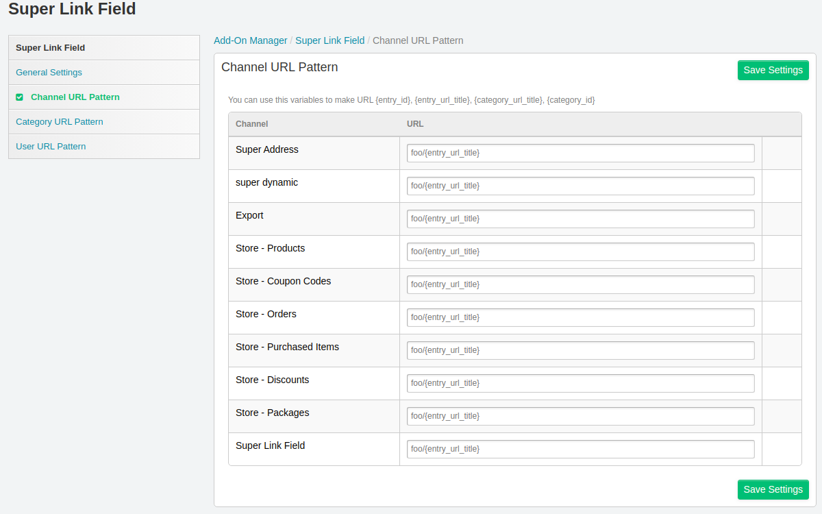 2. Channel URL Pattern