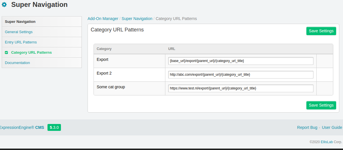 Save Category URL Patterns