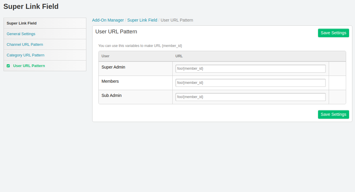 4. User URL Pattern