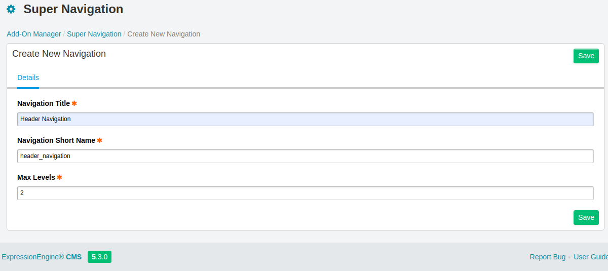 Create new Navigation group