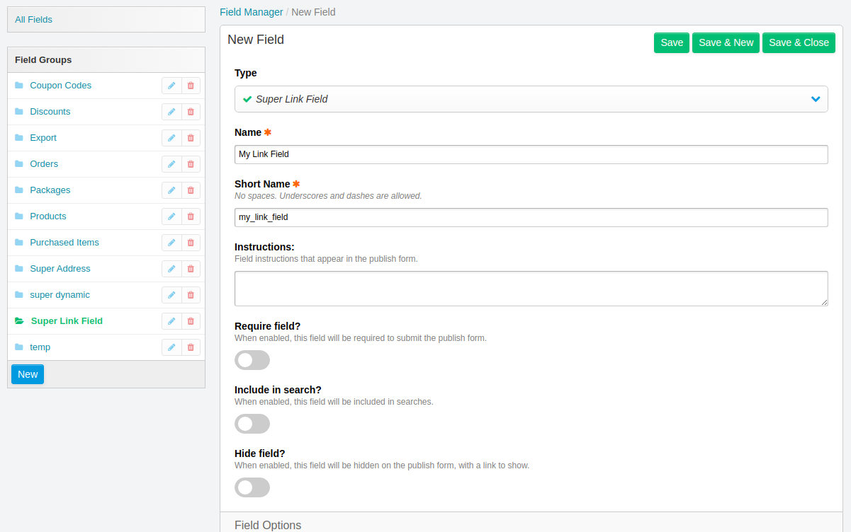 5. Create New Field 1