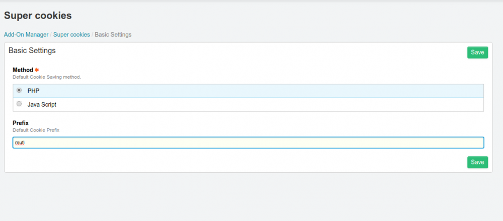 Super Cookies Settings